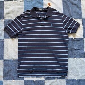 polo ralph lauren striped vintage short sleeve navy & blue size XL